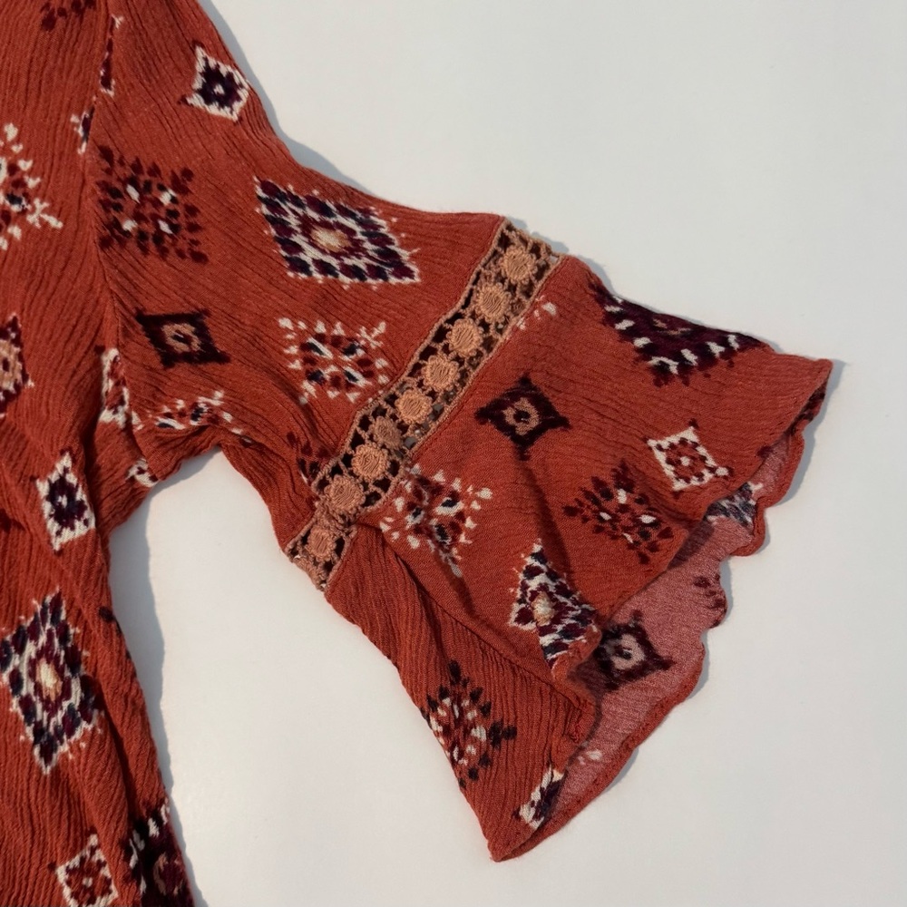 Chelsea & Violet Boho Rust Patterned Top - Picture 3 of 6